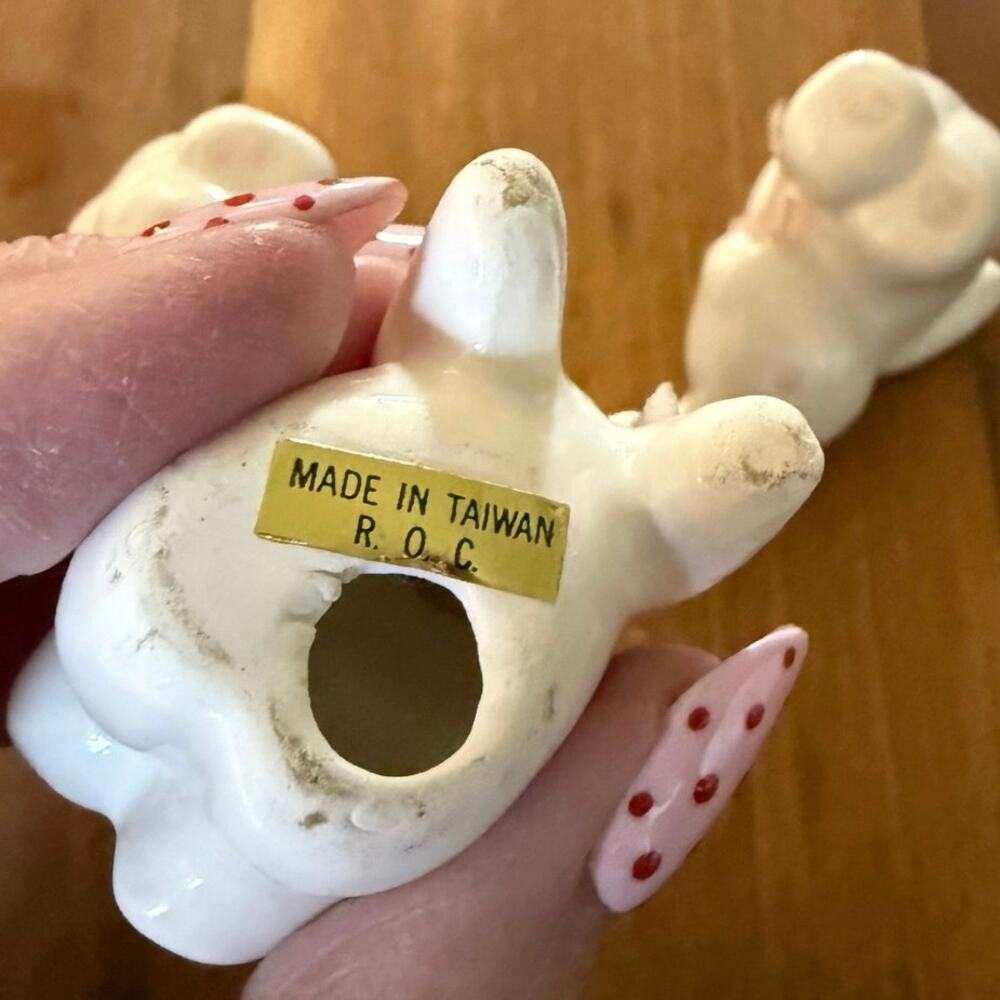 Set of 3 Yoga Bunny Figurines • White Ceramic • Easter Decor • Ear Repairs - Picture 7 of 7